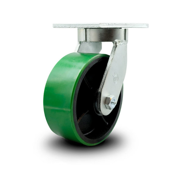 Service Caster 8 Inch Heavy Duty Green Poly on Cast Iron Wheel Swivel Caster with Swivel Lock SCC-KP92S830-PUR-GB-BSL